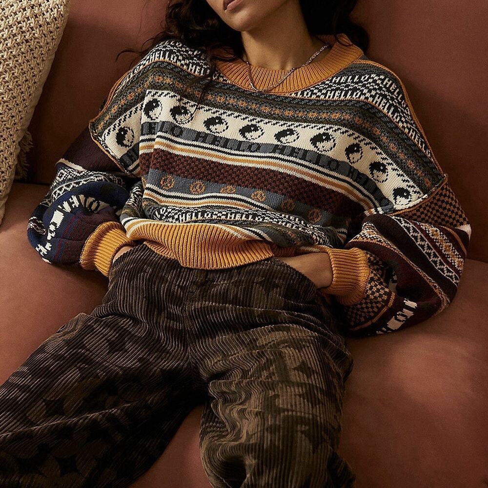 Urban Outfitters BDG UO Marri Jacquard Snow Jumper Sweater Womens Small